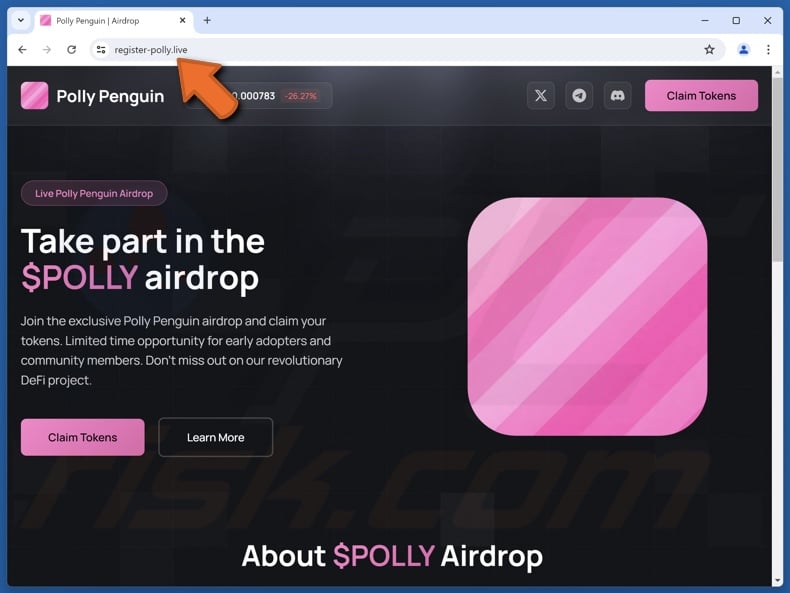 Fake Polly Penguin ($POLLY) Airdrop website