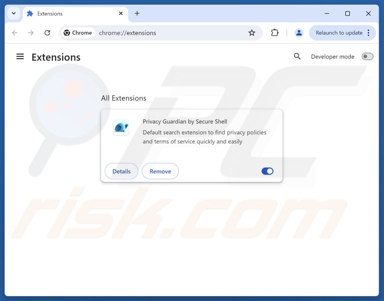 Removing privacyguardiansearch.com related Google Chrome extensions