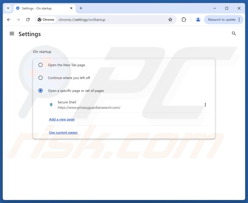 Removing privacyguardiansearch.com from Google Chrome homepage