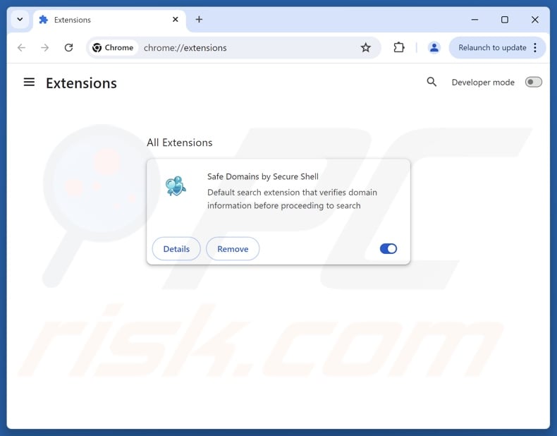 Removing safedomains.net related Google Chrome extensions