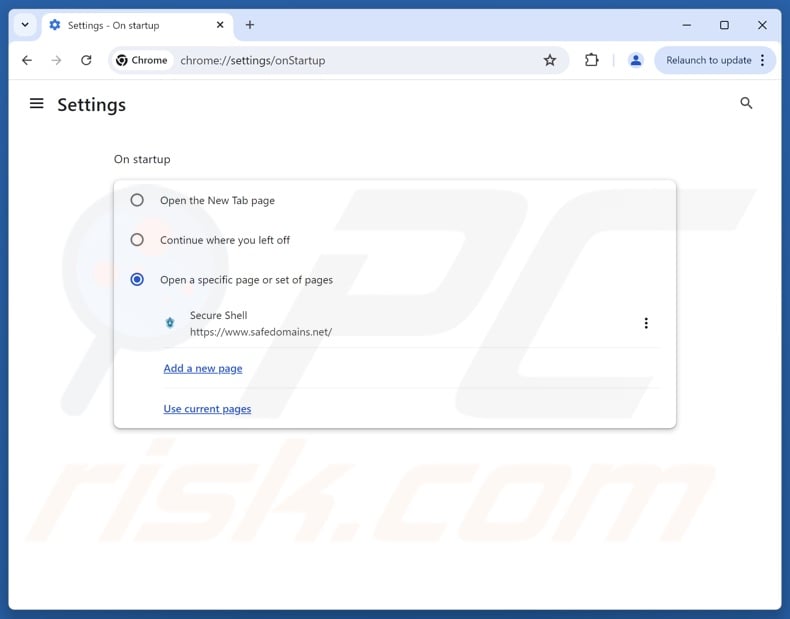 Removing safedomains.net from Google Chrome homepage