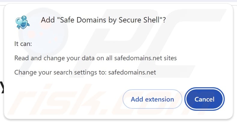 Safe Domains by Secure Shell browser hijacker asking for permissions