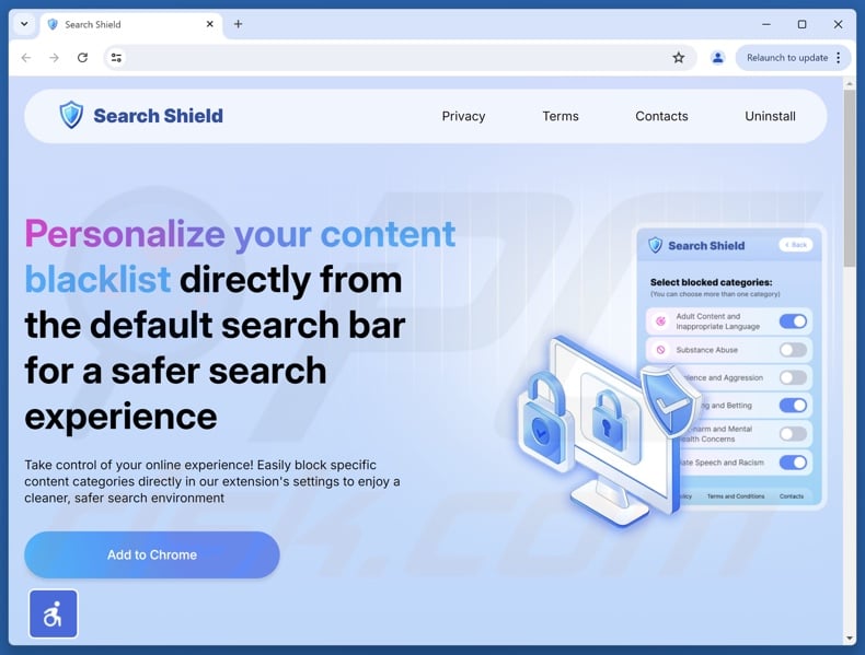 Website used to promote Search Shield browser hijacker