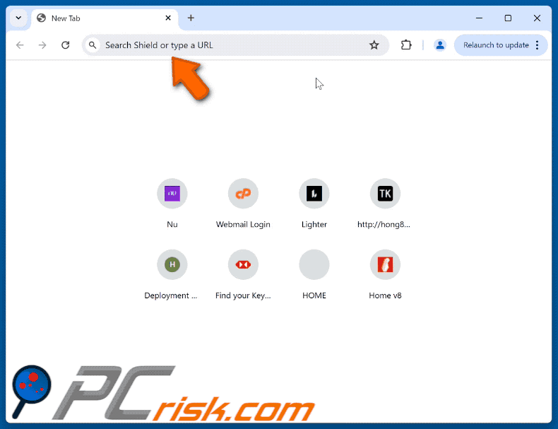 Search Shield browser hijacker redirecting to Bing (GIF)