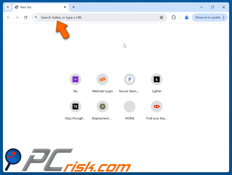Safety Search browser hijacker redirecting to Yahoo (GIF)