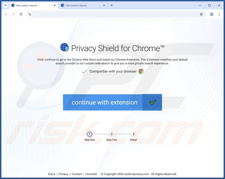 Website used to promote Privacy Shield for Chrome browser hijacker