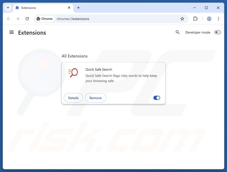 Removing search.quicksearchsafe.com related Google Chrome extensions