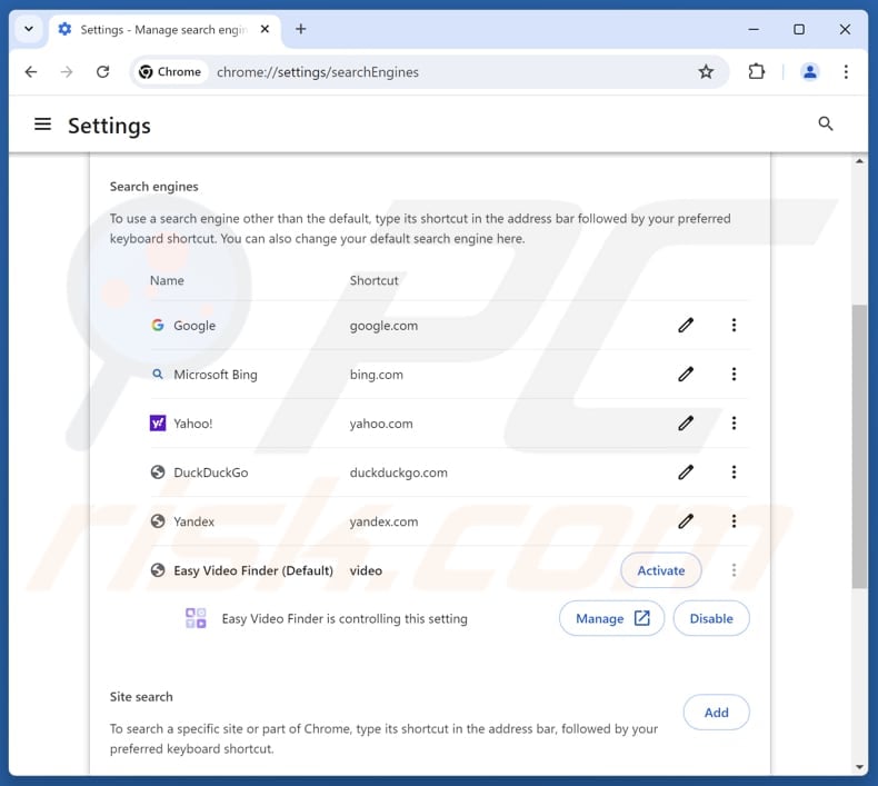 Removing search.safelysearch.net from Google Chrome default search engine