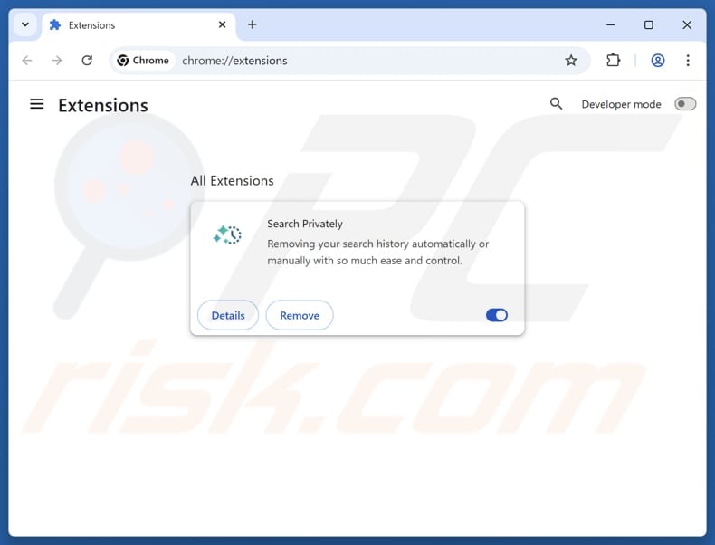 Removing searchprivatelynow.com related Google Chrome extensions