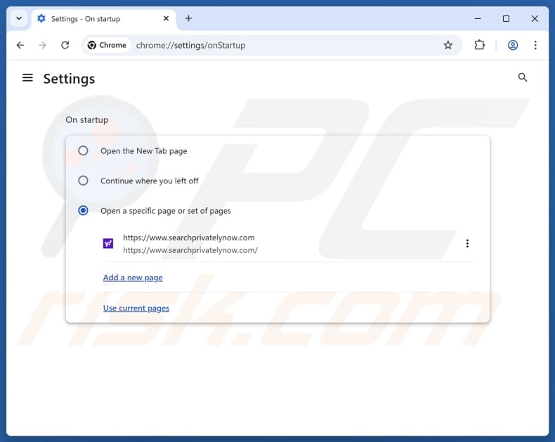 Removing searchprivatelynow.com from Google Chrome homepage