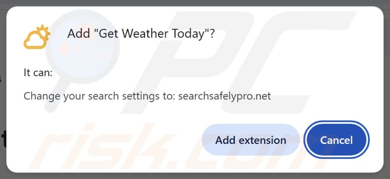 Get Weather Today browser hijacker asking for permissions