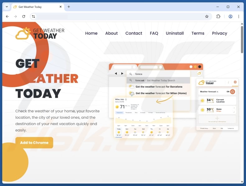 Website used to promote Get Weather Today browser hijacker