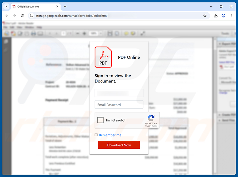 Phishing site promoted via Specification Of Products email scam (2026-01-08)