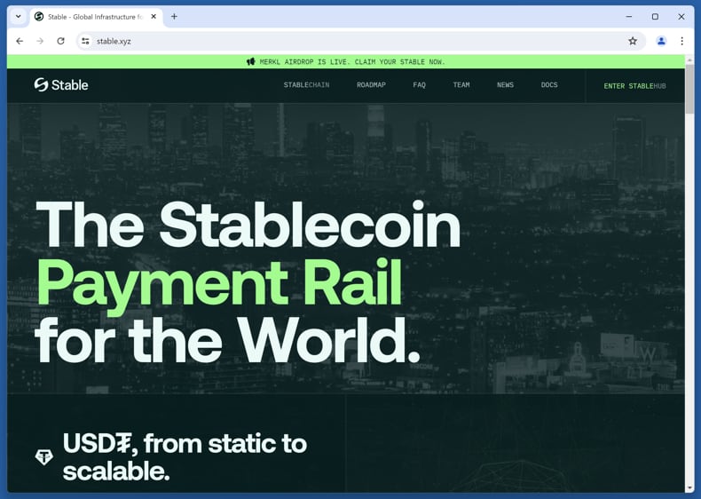Stable airdrop scam real website (stable.xyz)