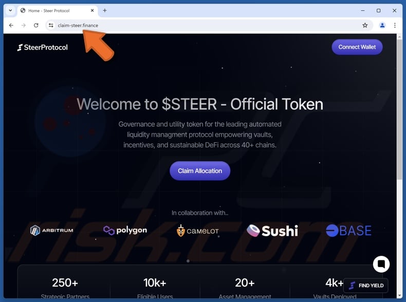 Fake Steer Finance ($STEER) Token Allocation website