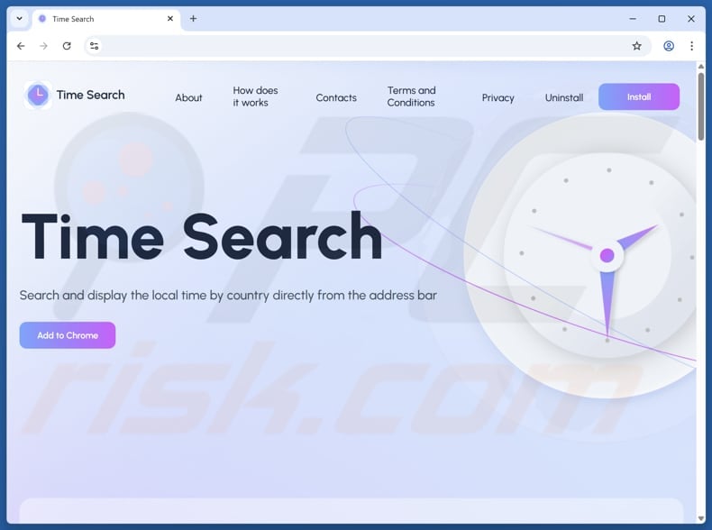 Website used to promote Time Search browser hijacker
