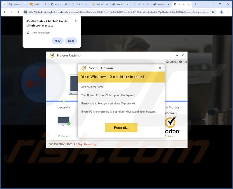 trendstitchhub[.]com pop-up redirects