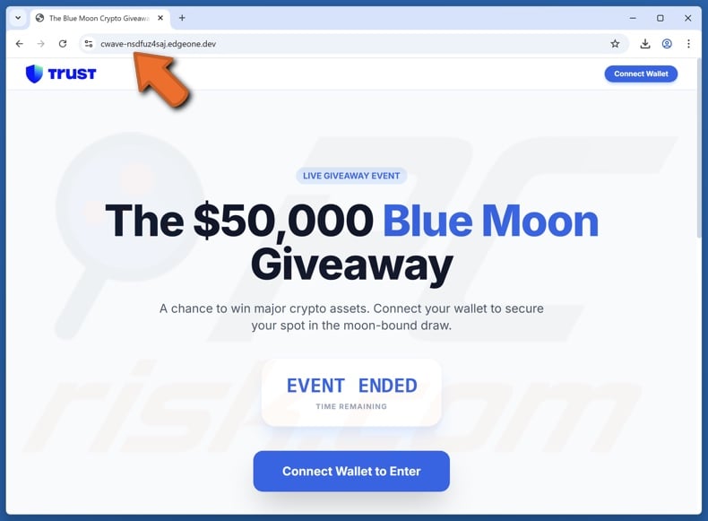 Fake Trust Wallet - Blue Moon Crypto Giveaway website