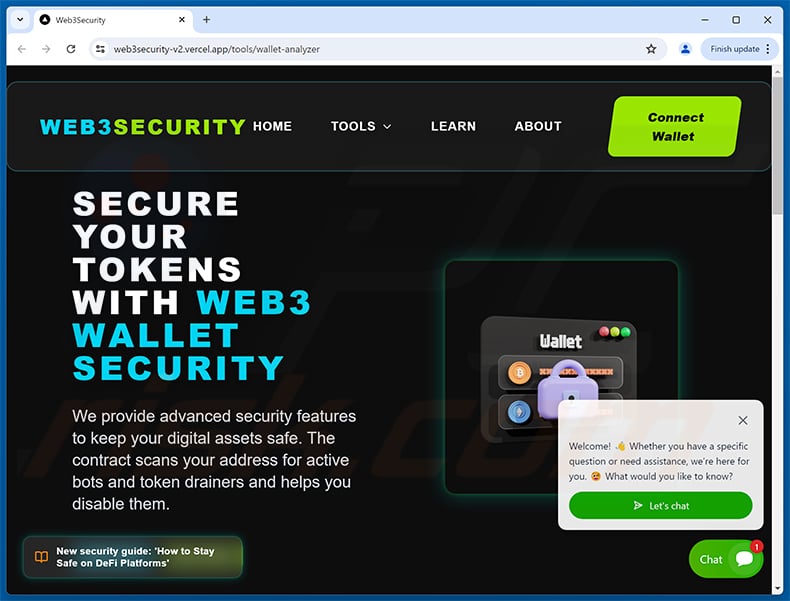 Fake Web3Security website (web3security-v2.vercel[.]app)