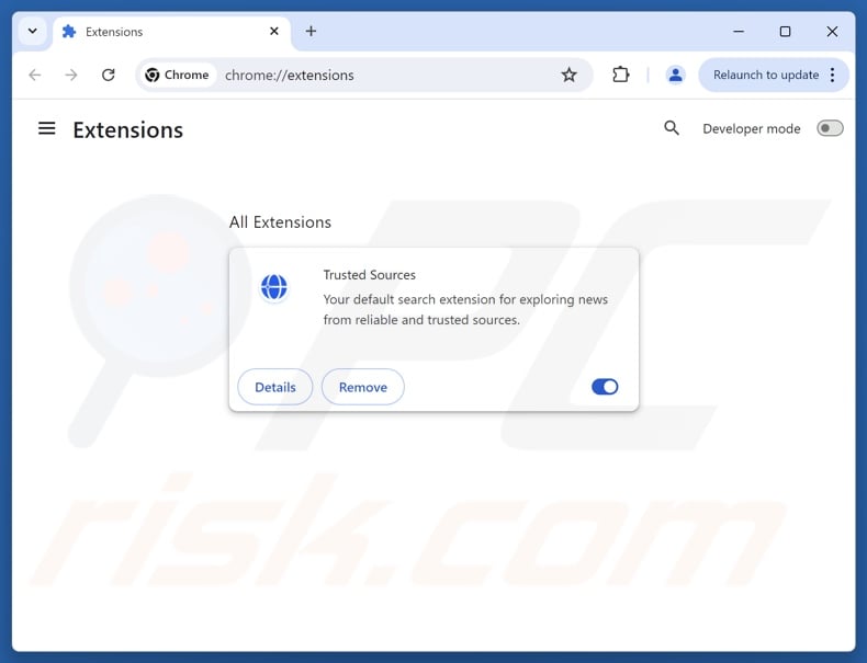 Removing trustedsourcessearch.com related Google Chrome extensions