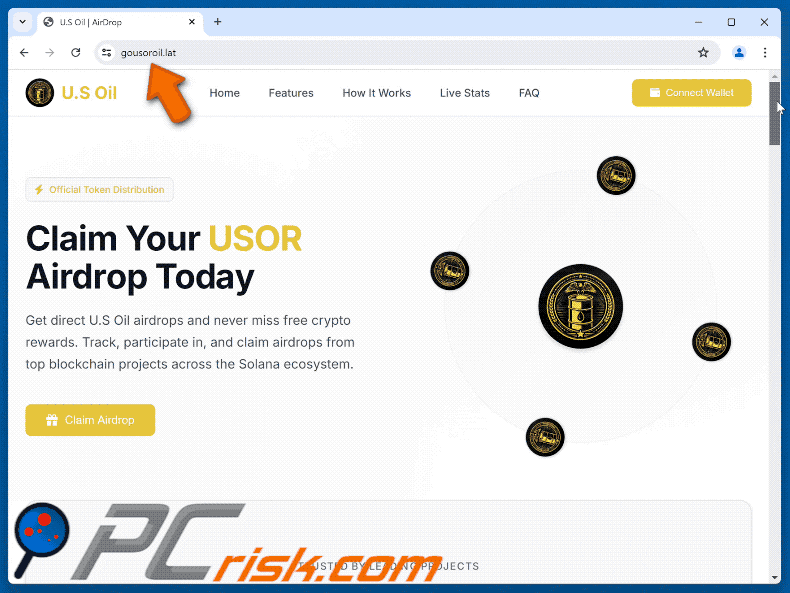 Appearance of U.S Oil ($USOR) Airdrop scam