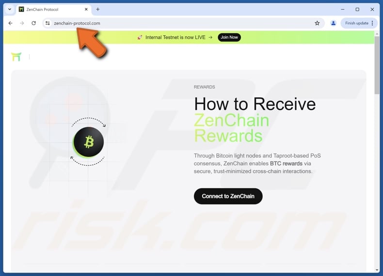 Fake ZenChain Rewards website