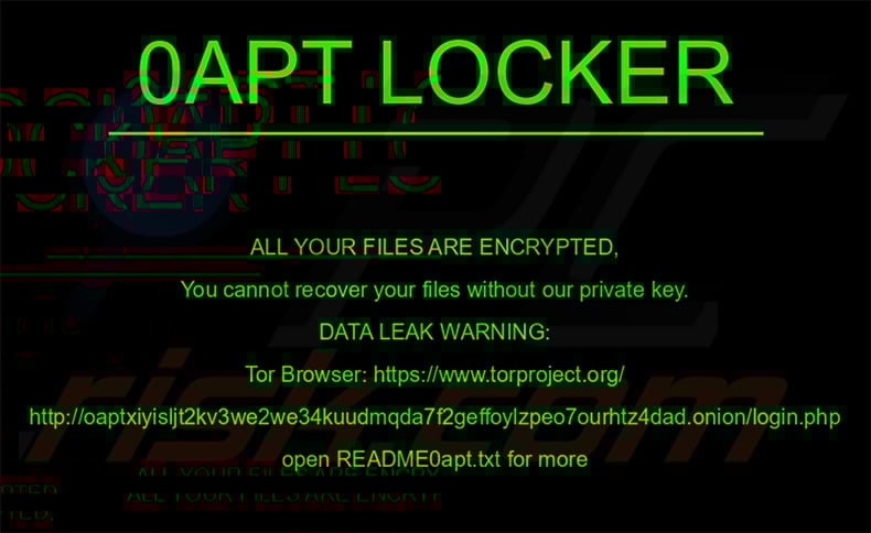 0apt Locker ransomware wallpaper