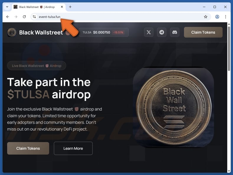 Black Wallstreet ($TULSA) Airdrop scam