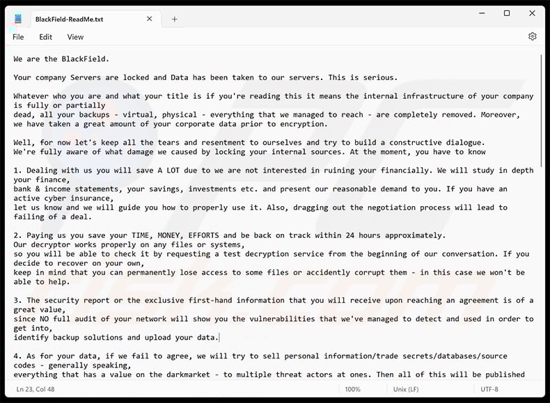 BlackFL (BlackField) ransom note (2026-02-11)