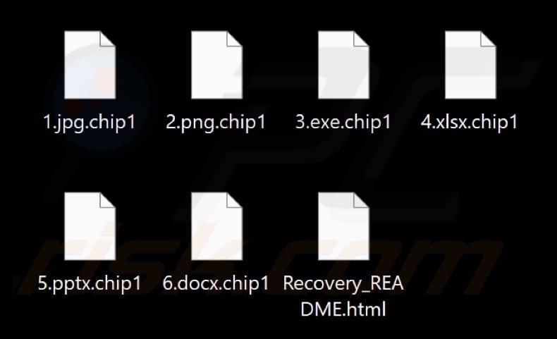 Files encrypted by Chip ransomware (.chip1 extension)