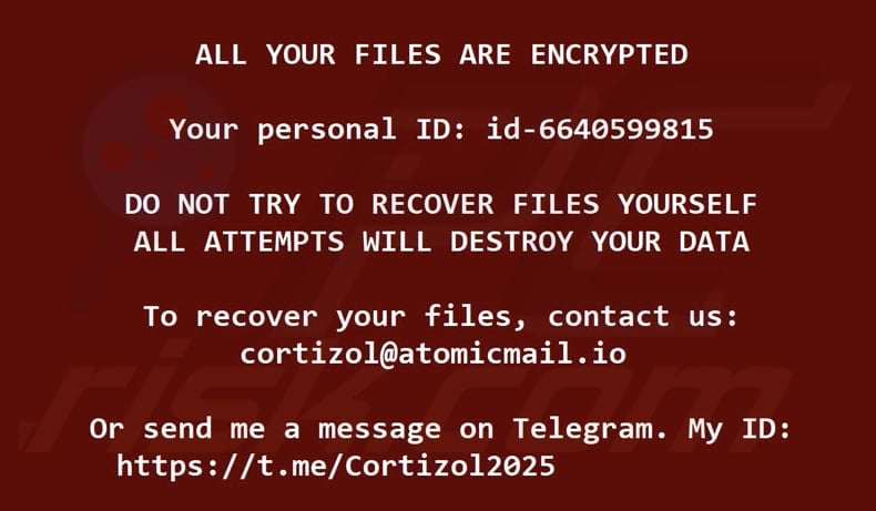 Cortizol ransomware wallpaper