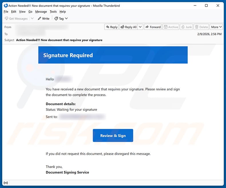 DocuSign - Signature Requested Email Scam (2026-02-10)