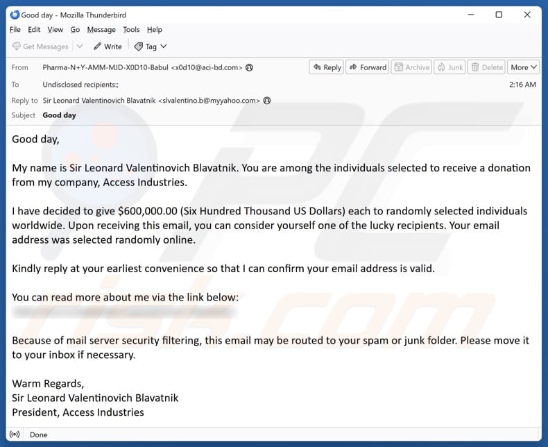 Email Account Failure Notice email spam campaign