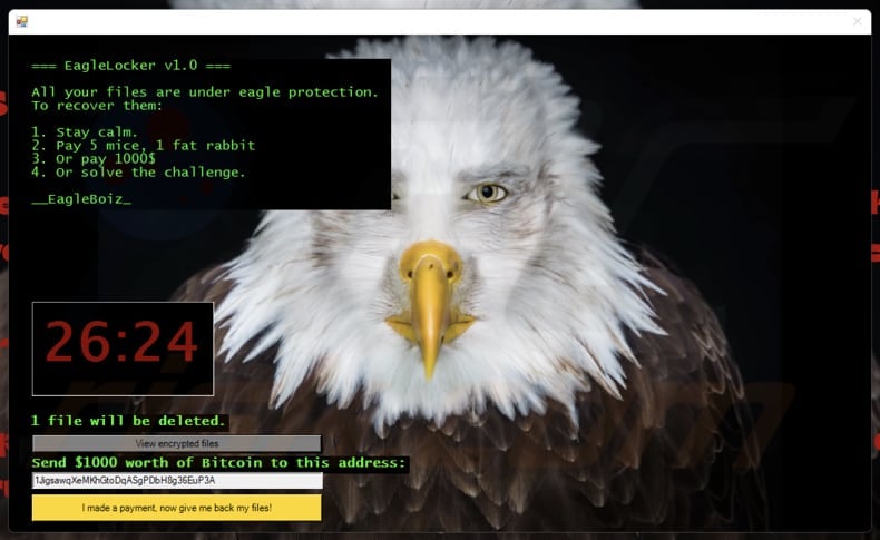 EagleLocker ransomware text file ()