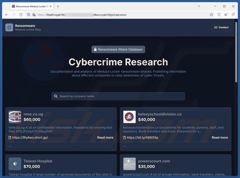 End ransomware data leaking site
