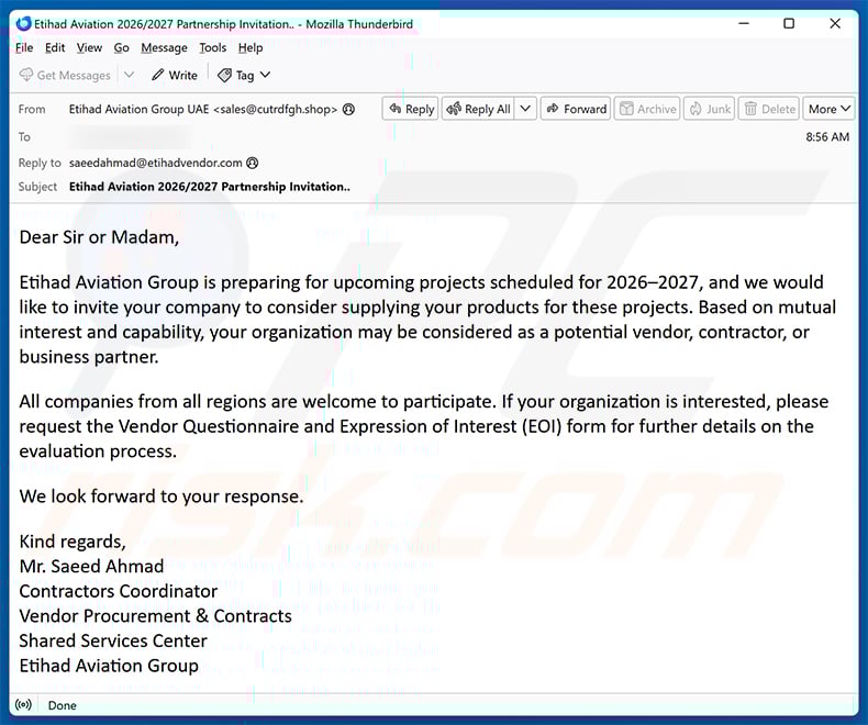 Etihad email scam (2026-02-13)