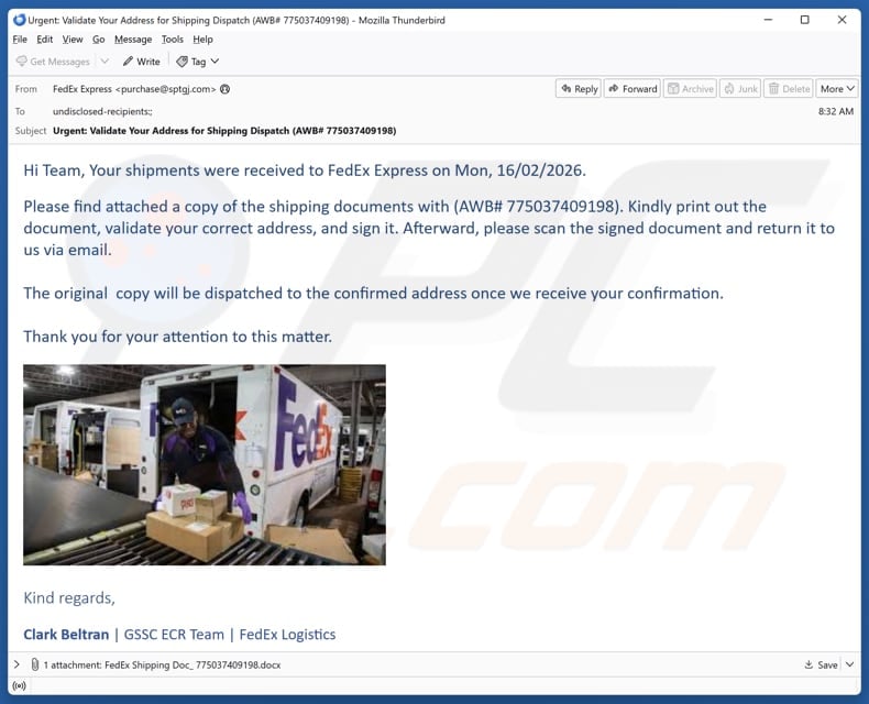 Email Account Failure Notice email spam campaign