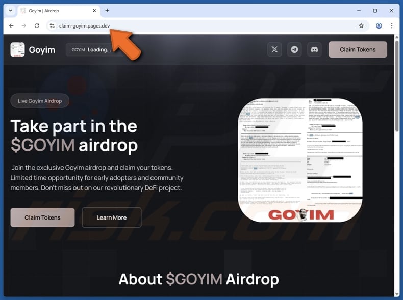 Goyin Airdrop scam