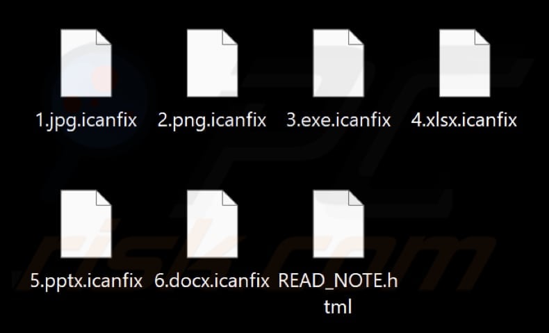 Files encrypted by ICanFix ransomware (.icanfix extension)