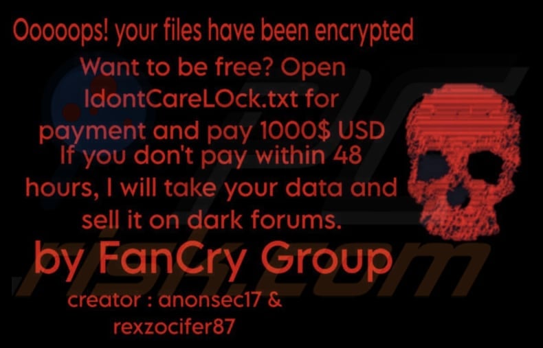 IdontCareLOck ransomware wallpaper