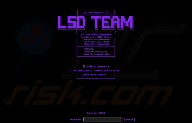 LSD Ransomware full-screen ransom note