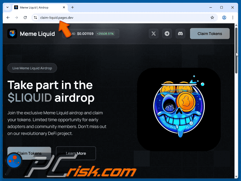Appearance of Meme Liquid ($LIQUID) Airdrop scam