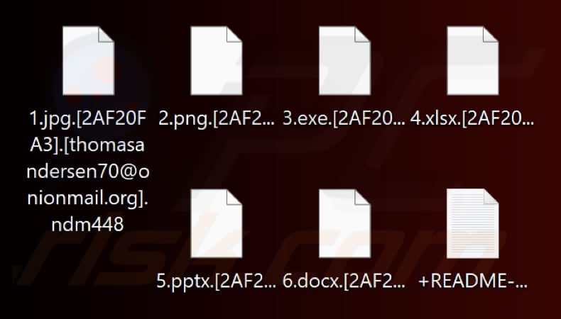 Files encrypted by Ndm448 ransomware (.ndm448 extension)