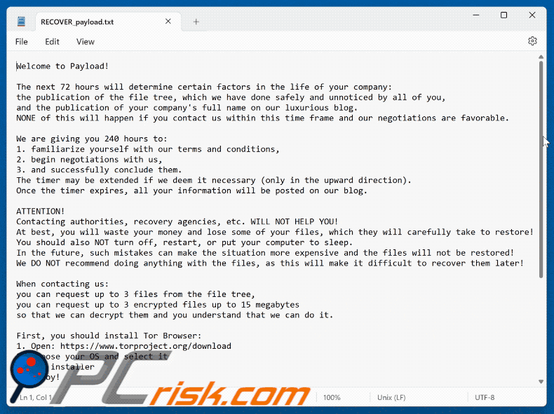 Payload ransomware ransom note (RECOVER_payload.txt)