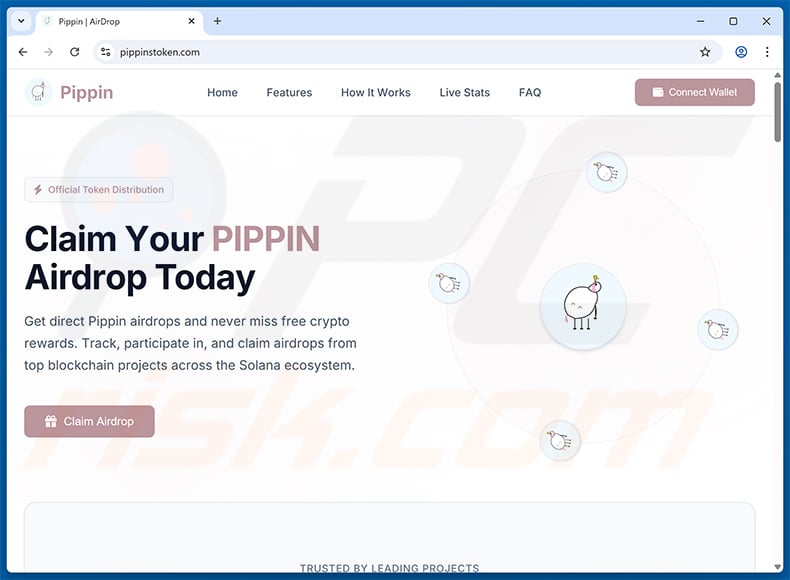 Pippin Token Airdrop scam website (pippinstoken[.]com)