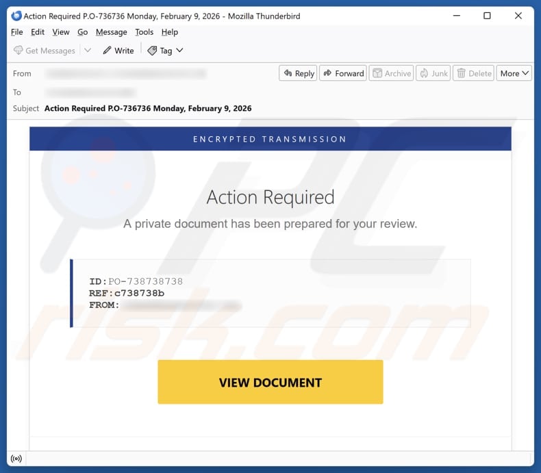 Email Account Failure Notice email spam campaign