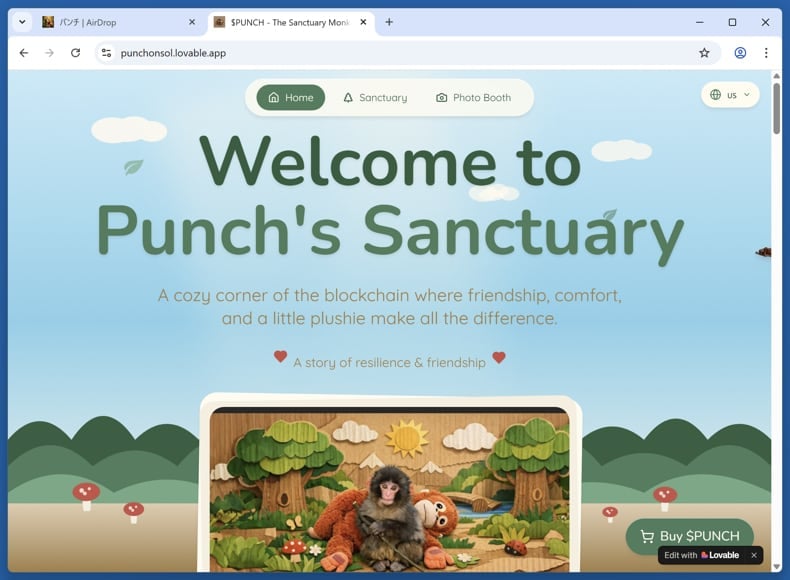 $PUNCH Airdrop Scam real website (punchonsol.lovable.app)