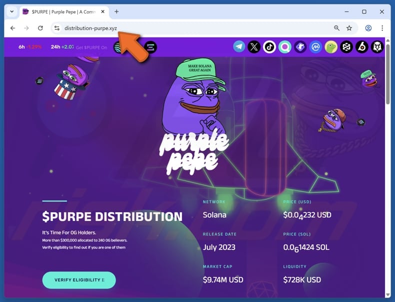 Purple Pepe ($PURPE) Distribution scam