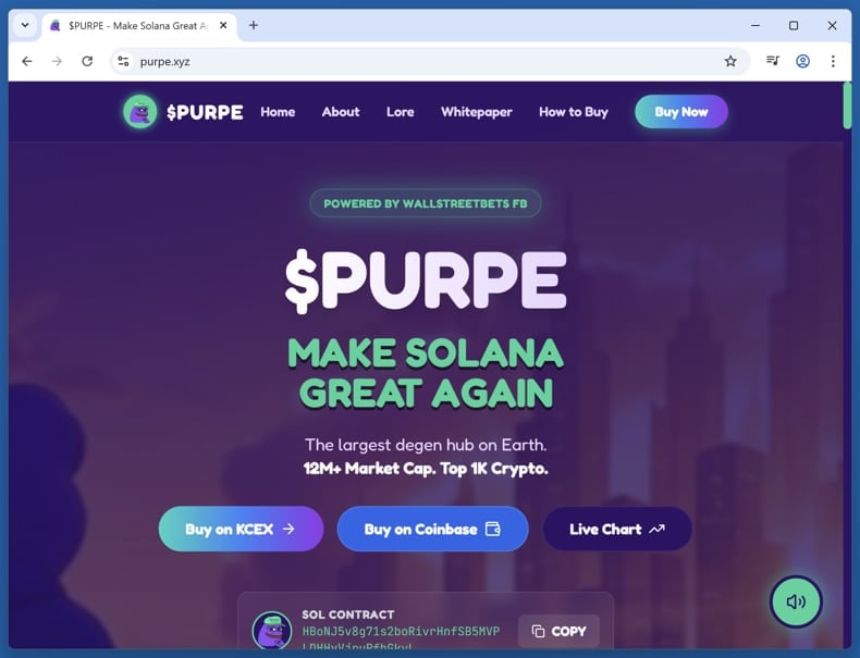 Purple Pepe ($PURPE) Distribution Scam real website purpe.xyz and purplepepe.life