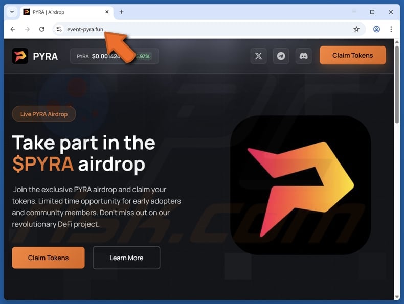 PYRA Airdrop scam